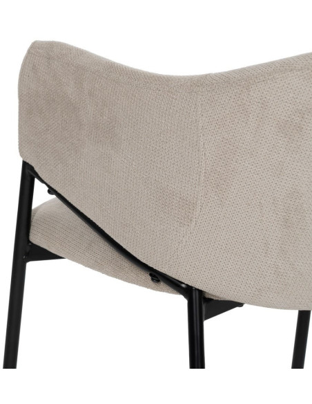 Fauteuil de table contemporain chic Tissu Beige Métal Noir Almero (Lot de 2) - 10