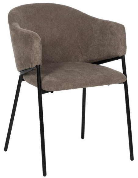 Fauteuil de table contemporain chic Tissu Taupe Métal Noir Almero (Lot de 2) - 1