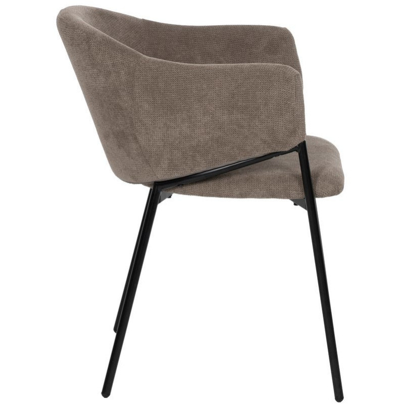 Fauteuil de table contemporain chic Tissu Taupe Métal Noir Almero (Lot de 2) - 2