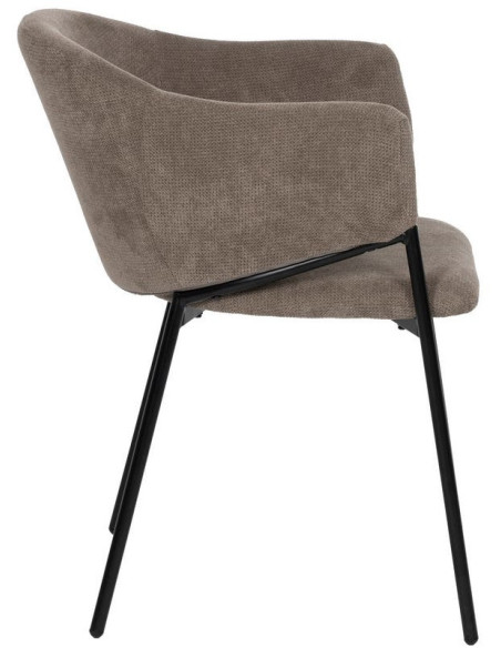 Fauteuil de table contemporain chic Tissu Taupe Métal Noir Almero (Lot de 2) - 2