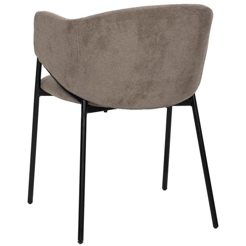 Fauteuil de table contemporain chic Tissu Taupe Métal Noir Almero (Lot de 2) - 3