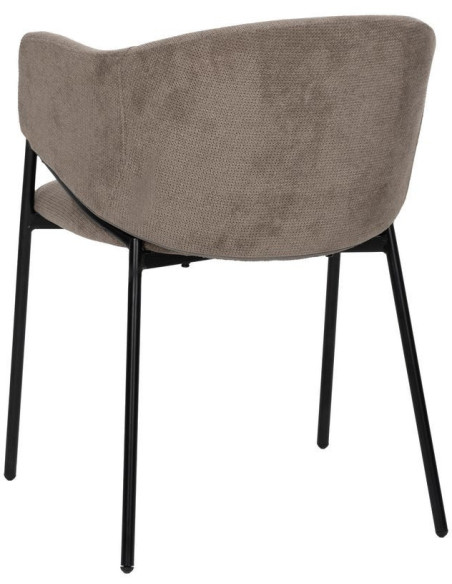 Fauteuil de table contemporain chic Tissu Taupe Métal Noir Almero (Lot de 2) - 3
