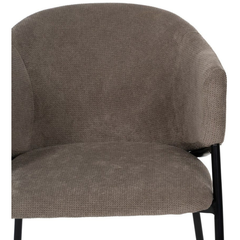 Fauteuil de table contemporain chic Tissu Taupe Métal Noir Almero (Lot de 2) - 4