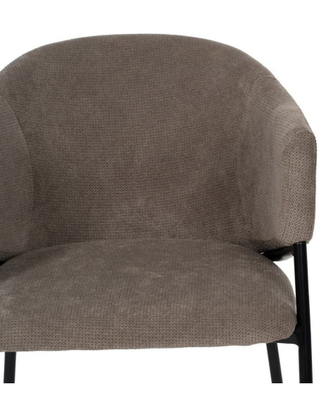 Fauteuil de table contemporain chic Tissu Taupe Métal Noir Almero (Lot de 2) - 4