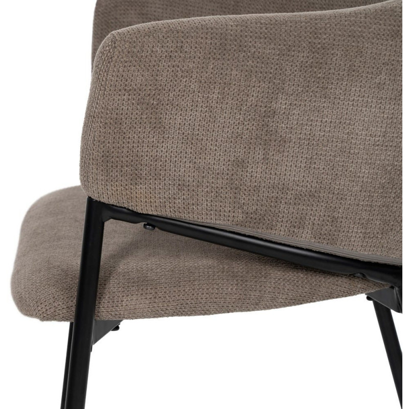Fauteuil de table contemporain chic Tissu Taupe Métal Noir Almero (Lot de 2) - 5