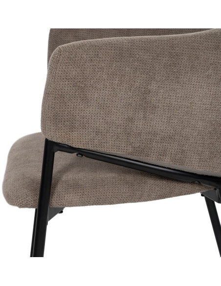 Fauteuil de table contemporain chic Tissu Taupe Métal Noir Almero (Lot de 2) - 5