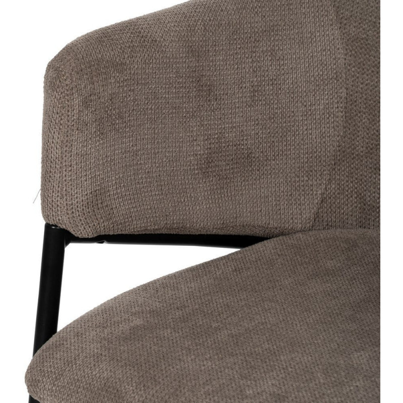 Fauteuil de table contemporain chic Tissu Taupe Métal Noir Almero (Lot de 2) - 7