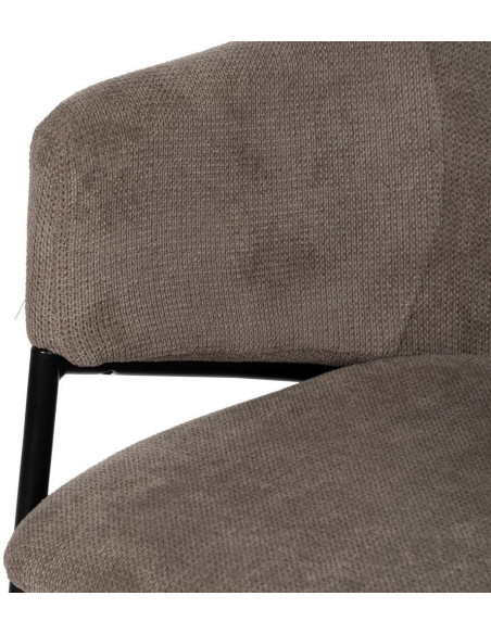 Fauteuil de table contemporain chic Tissu Taupe Métal Noir Almero (Lot de 2) - 7