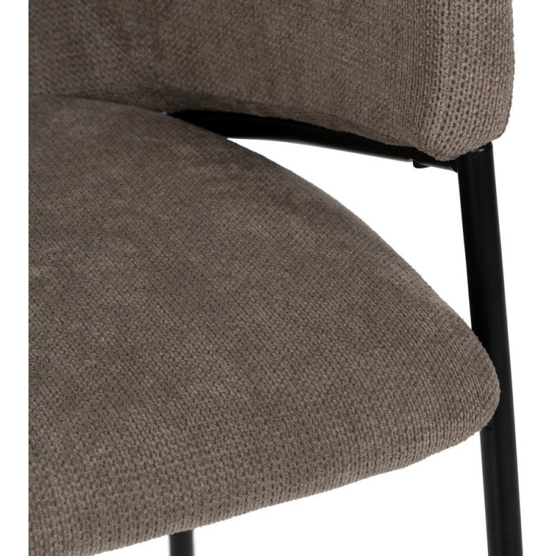 Fauteuil de table contemporain chic Tissu Taupe Métal Noir Almero (Lot de 2) - 8