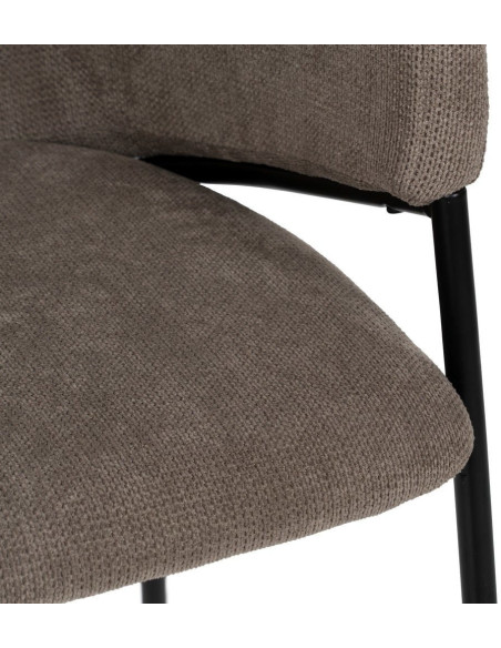 Fauteuil de table contemporain chic Tissu Taupe Métal Noir Almero (Lot de 2) - 8