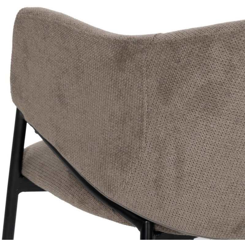 Fauteuil de table contemporain chic Tissu Taupe Métal Noir Almero (Lot de 2) - 9