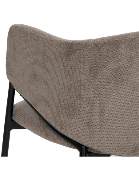 Fauteuil de table contemporain chic Tissu Taupe Métal Noir Almero (Lot de 2) - 9