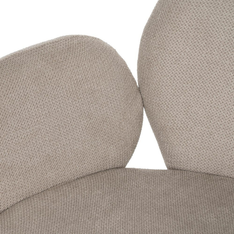 Fauteuil de table moderne arrondi Tissu Beige Métal Noir Alvero (Lot de 2) - 7
