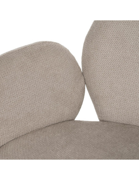 Fauteuil de table moderne arrondi Tissu Beige Métal Noir Alvero (Lot de 2) - 7