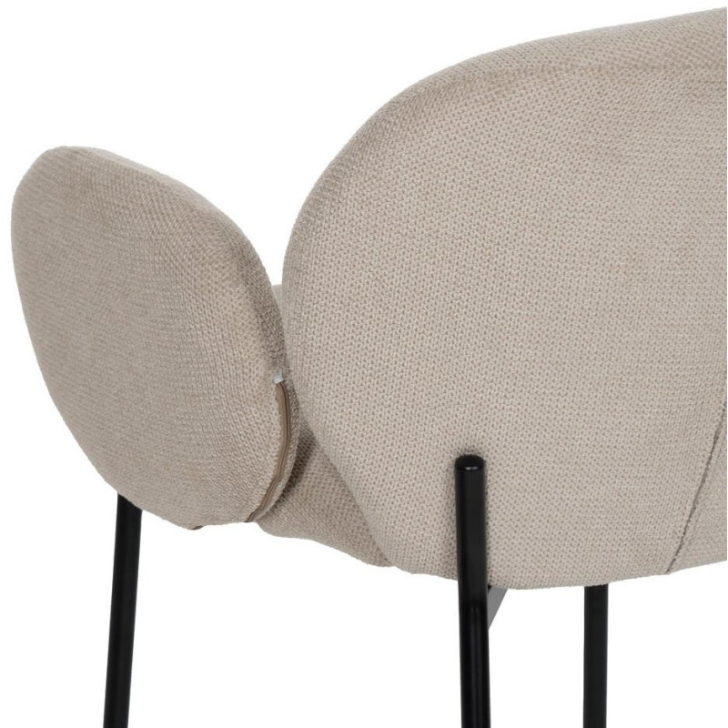 Fauteuil de table moderne arrondi Tissu Beige Métal Noir Alvero (Lot de 2) - 9