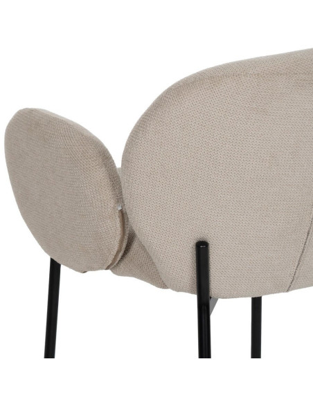 Fauteuil de table moderne arrondi Tissu Beige Métal Noir Alvero (Lot de 2) - 9