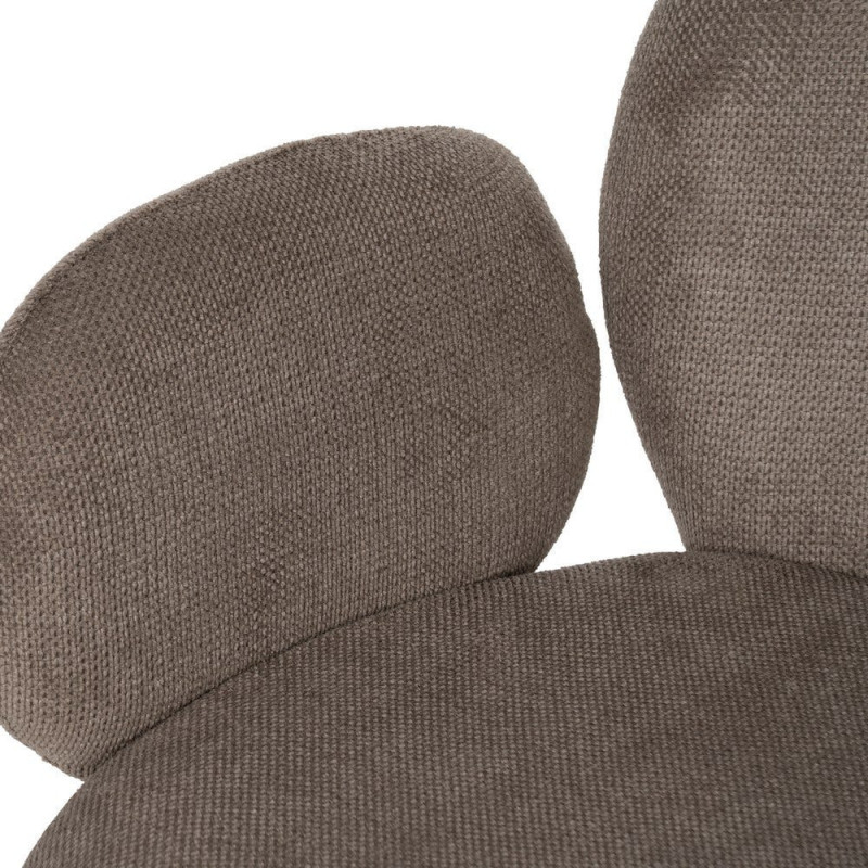 Fauteuil de table moderne arrondi Tissu Taupe Métal Noir Alvero (Lot de 2) - 7