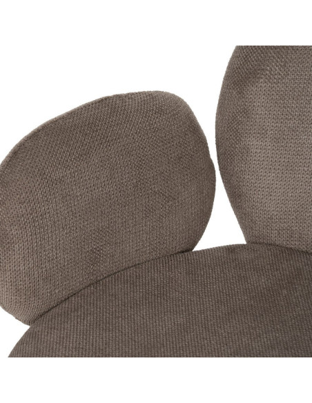 Fauteuil de table moderne arrondi Tissu Taupe Métal Noir Alvero (Lot de 2) - 7