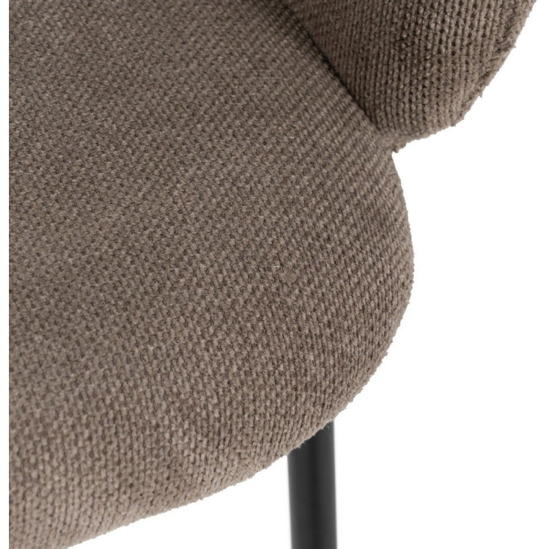Fauteuil de table moderne arrondi Tissu Taupe Métal Noir Alvero (Lot de 2) - 8