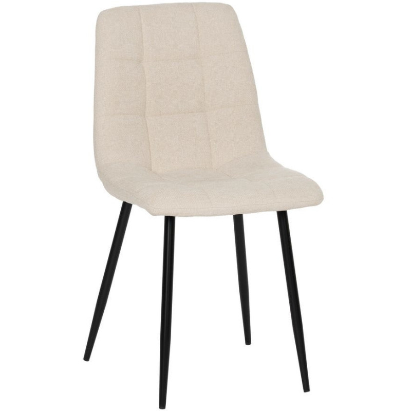 Chaise moderne scandinave Tissu Blanc Matelassé Métal Noir Filina (Lot de 4) - 1