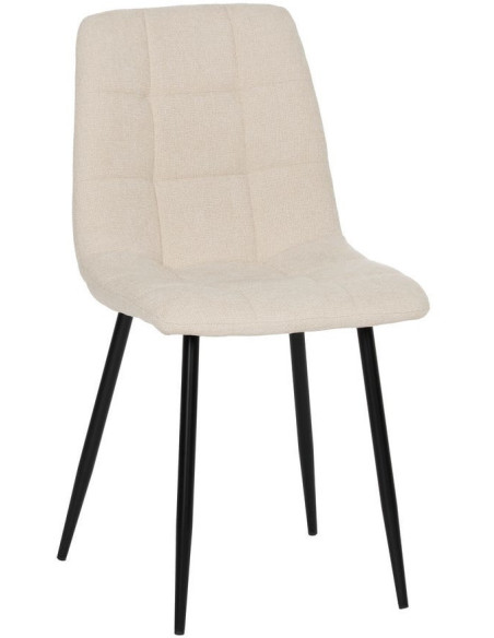 Chaise moderne scandinave Tissu Blanc Matelassé Métal Noir Filina (Lot de 4) - 1