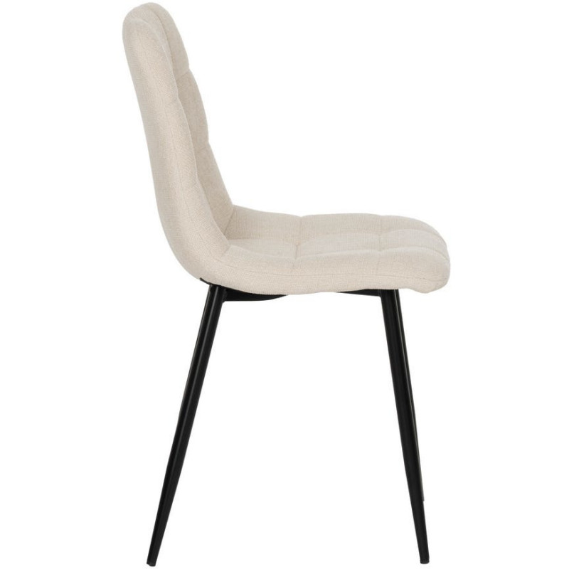 Chaise moderne scandinave Tissu Blanc Matelassé Métal Noir Filina (Lot de 4) - 2