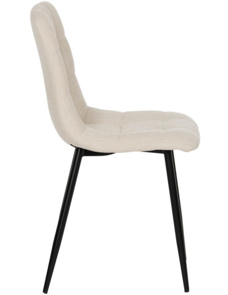 Chaise moderne scandinave Tissu Blanc Matelassé Métal Noir Filina (Lot de 4) - 2