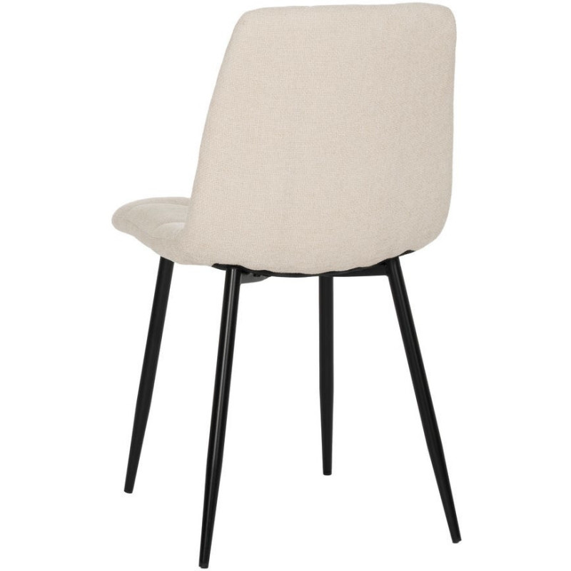 Chaise moderne scandinave Tissu Blanc Matelassé Métal Noir Filina (Lot de 4) - 3