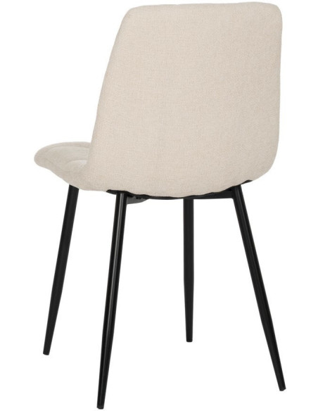 Chaise moderne scandinave Tissu Blanc Matelassé Métal Noir Filina (Lot de 4) - 3