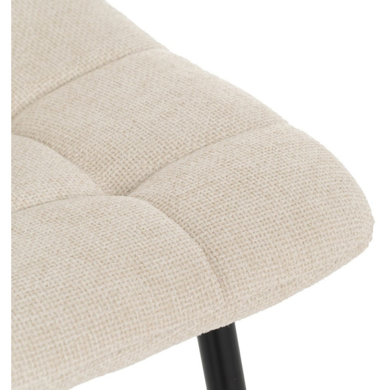 Chaise moderne scandinave Tissu Blanc Matelassé Métal Noir Filina (Lot de 4) - 6