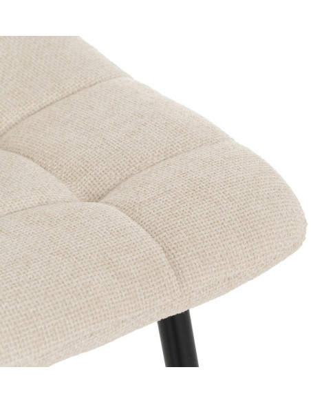 Chaise moderne scandinave Tissu Blanc Matelassé Métal Noir Filina (Lot de 4) - 6