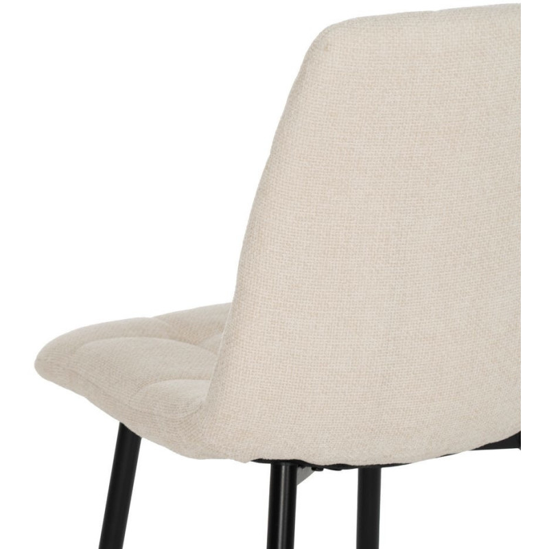 Chaise moderne scandinave Tissu Blanc Matelassé Métal Noir Filina (Lot de 4) - 7