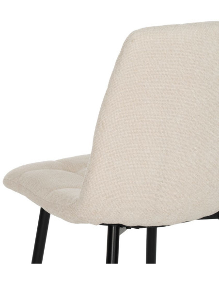 Chaise moderne scandinave Tissu Blanc Matelassé Métal Noir Filina (Lot de 4) - 7