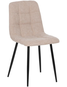 Chaise moderne scandinave Tissu Beige Matelassé Métal Noir Filina (Lot de 4) - 1