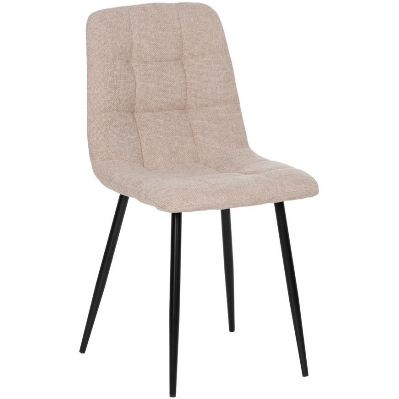 Chaise moderne scandinave Tissu Beige Matelassé Métal Noir Filina (Lot de 4) - 1