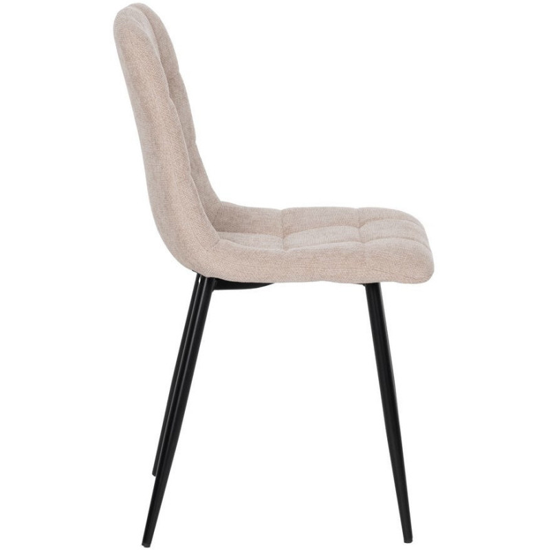 Chaise moderne scandinave Tissu Beige Matelassé Métal Noir Filina (Lot de 4) - 2