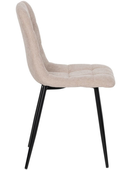Chaise moderne scandinave Tissu Beige Matelassé Métal Noir Filina (Lot de 4) - 2