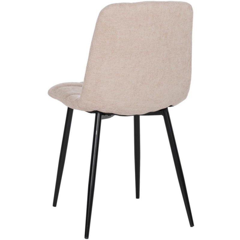 Chaise moderne scandinave Tissu Beige Matelassé Métal Noir Filina (Lot de 4) - 3