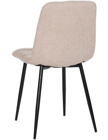 Chaise moderne scandinave Tissu Beige Matelassé Métal Noir Filina (Lot de 4) - 3