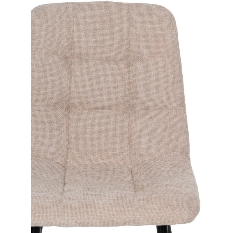Chaise moderne scandinave Tissu Beige Matelassé Métal Noir Filina (Lot de 4) - 4