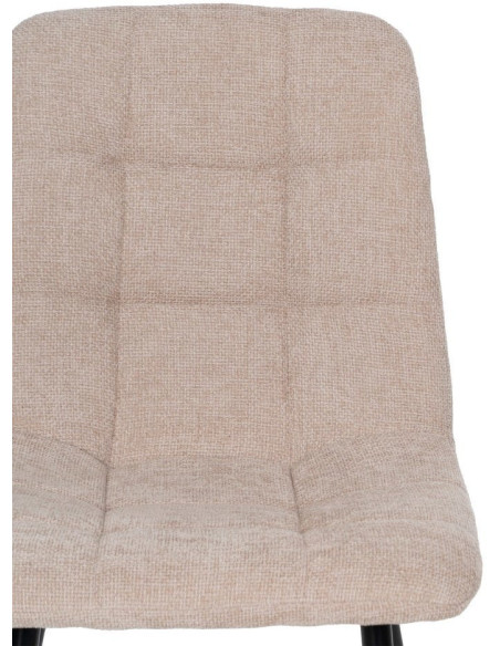 Chaise moderne scandinave Tissu Beige Matelassé Métal Noir Filina (Lot de 4) - 4