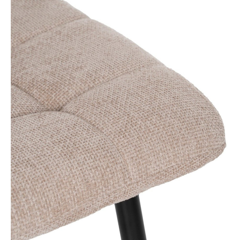 Chaise moderne scandinave Tissu Beige Matelassé Métal Noir Filina (Lot de 4) - 6