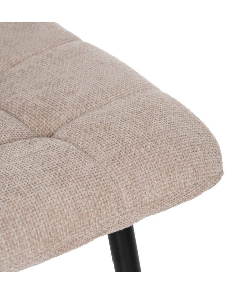 Chaise moderne scandinave Tissu Beige Matelassé Métal Noir Filina (Lot de 4) - 6