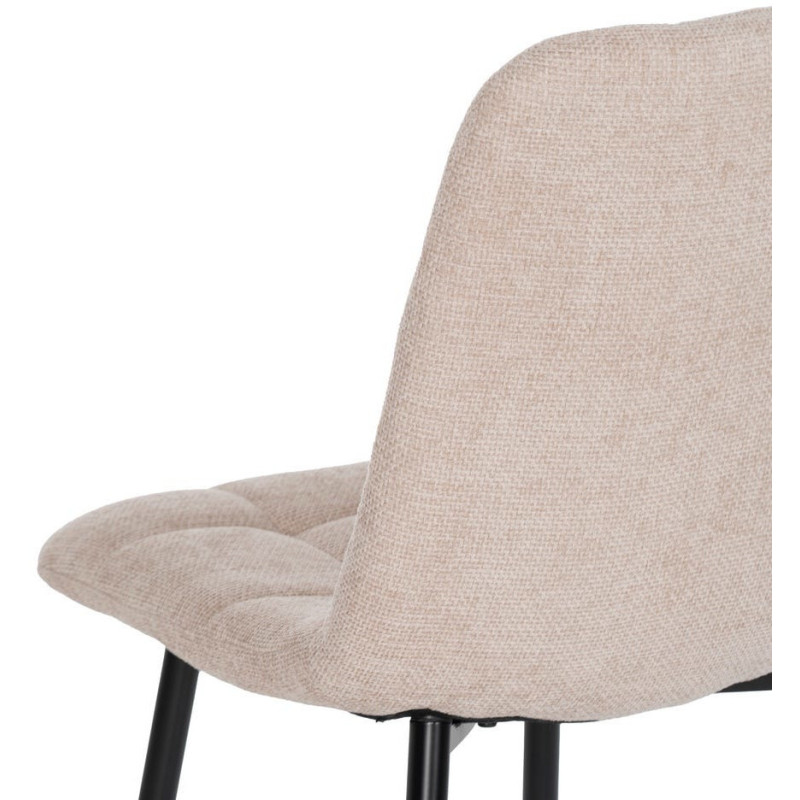 Chaise moderne scandinave Tissu Beige Matelassé Métal Noir Filina (Lot de 4) - 7