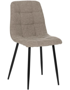 Chaise moderne scandinave Tissu Taupe Matelassé Métal Noir Filina (Lot de 4) - 1