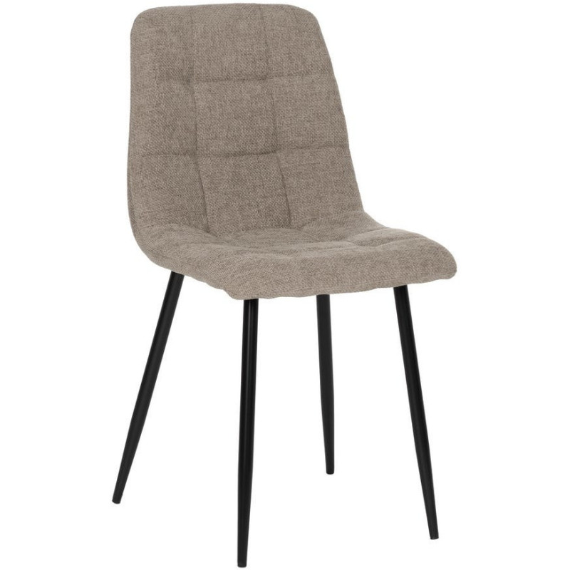 Chaise moderne scandinave Tissu Taupe Matelassé Métal Noir Filina (Lot de 4) - 1