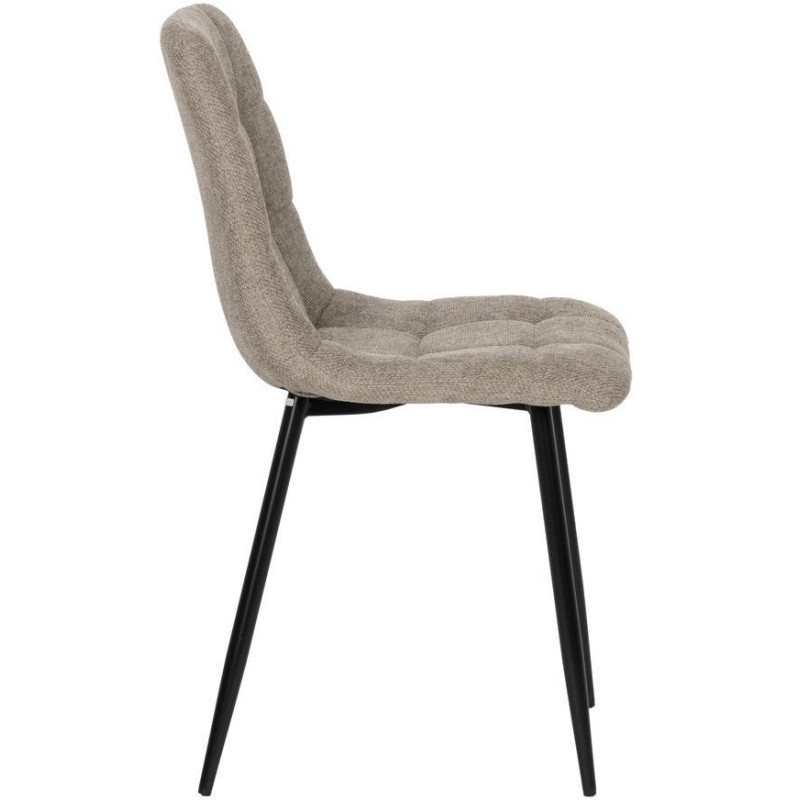 Chaise moderne scandinave Tissu Taupe Matelassé Métal Noir Filina (Lot de 4) - 2