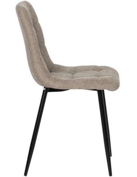 Chaise moderne scandinave Tissu Taupe Matelassé Métal Noir Filina (Lot de 4) - 2