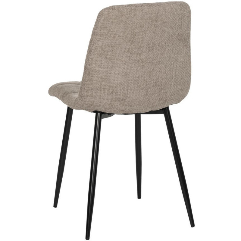 Chaise moderne scandinave Tissu Taupe Matelassé Métal Noir Filina (Lot de 4) - 3