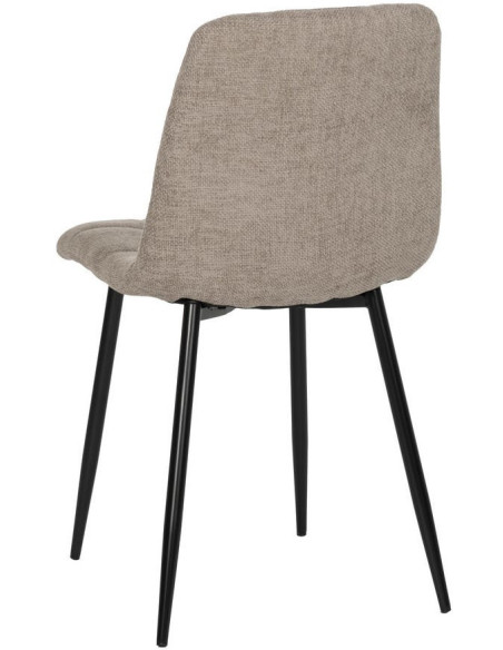 Chaise moderne scandinave Tissu Taupe Matelassé Métal Noir Filina (Lot de 4) - 3